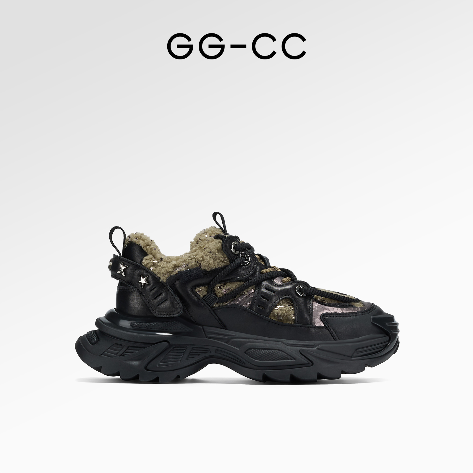 GGCC时尚厚底加绒老爹鞋休闲鞋