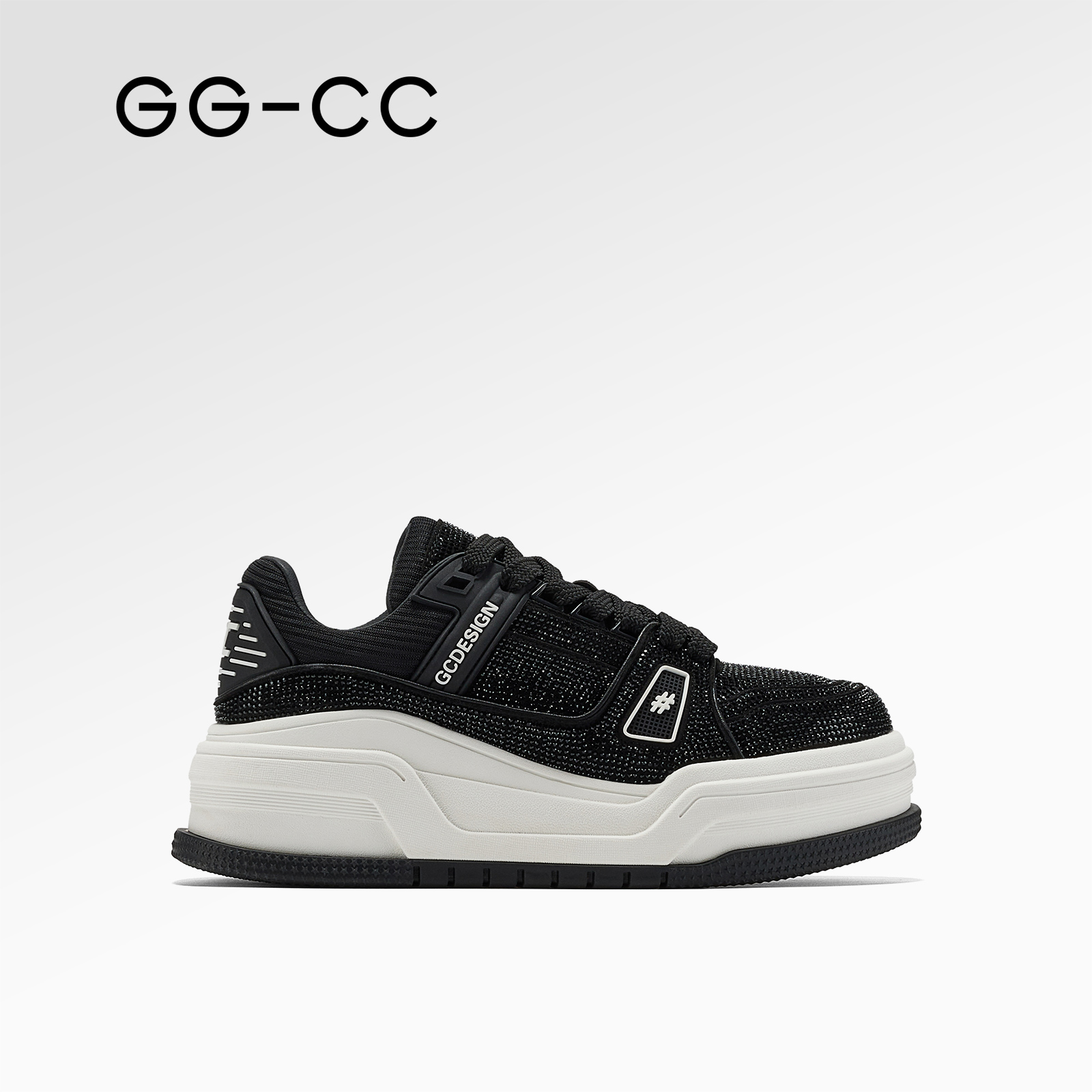 GGCC潮流时尚镶钻厚底板鞋