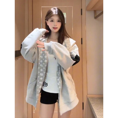 国潮牌美式毛巾刺绣连帽卫衣