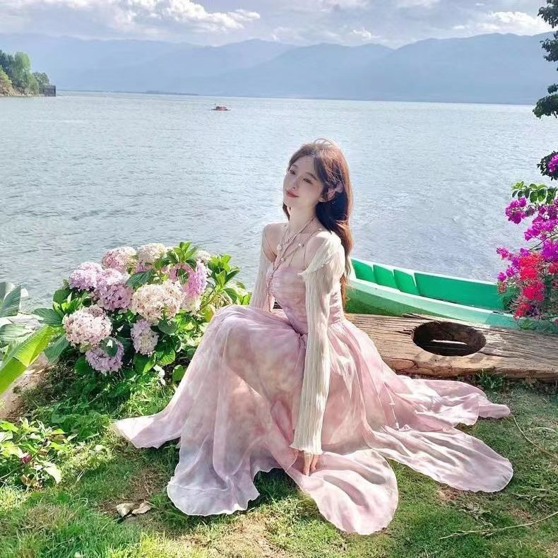 夏新款设计感法式超仙女风不规则连衣裙