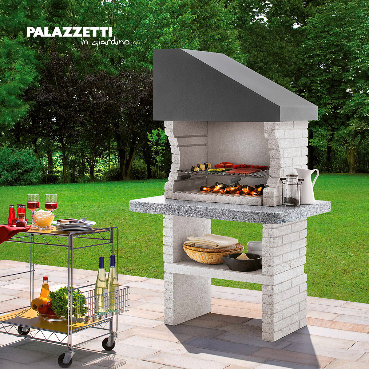 Palazzetti意大利进口GOA别墅真火壁炉庭院户外燃木壁炉BBQ烧烤