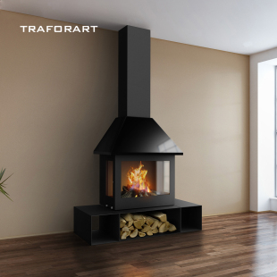 Traforart西班牙进口sandra悬挂壁炉真火艺术型燃木壁炉别墅会所