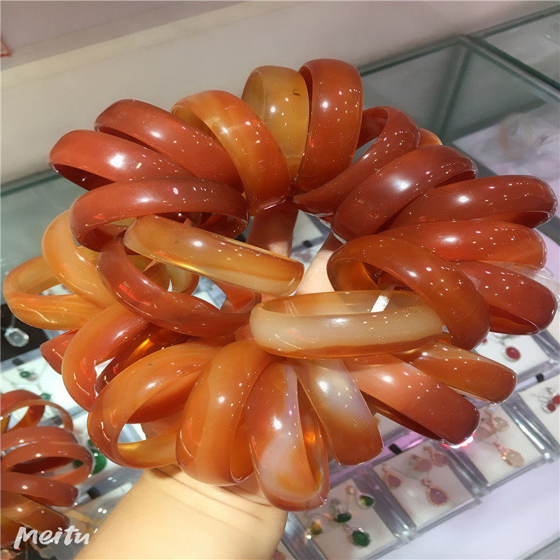 天然巴西绿玛瑙玉髓 手镯 玉镯子童镯小镯子饰品玉髓 包邮