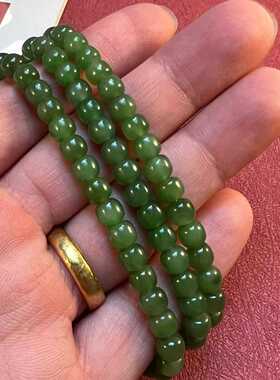 菠菜绿玉石珠链饰品老料圆珠款