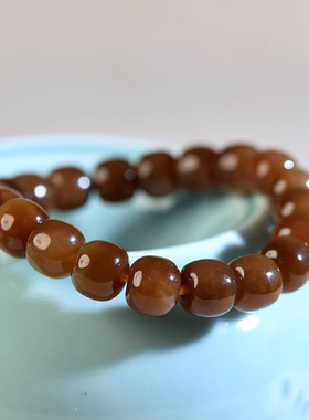 和田玉糖料老型珠素圈手串