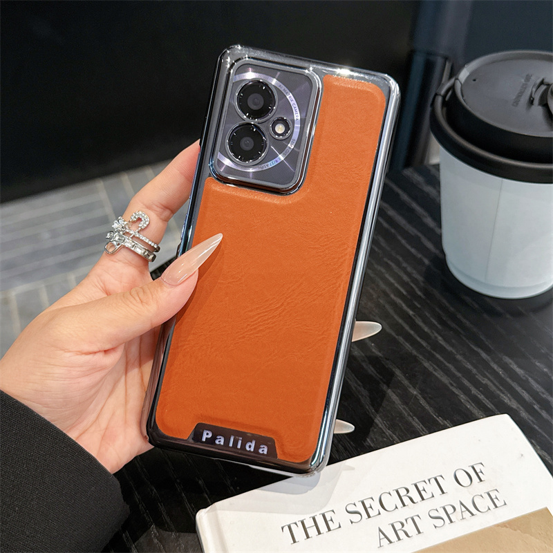 适用荣耀100手机壳高端电镀素皮纹honor100por新款超薄裸机感MAA一AN00全包防摔保护套MAA-AN10真皮硬外壳男