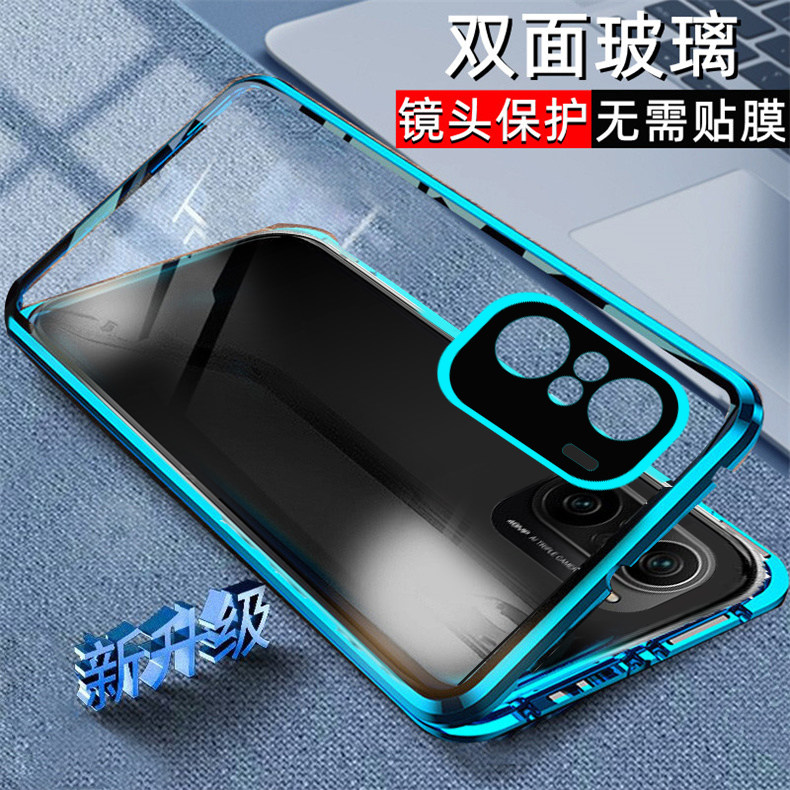 适用于红米k40s手机壳双面玻璃全包防摔redmik40s透明磁吸K40S前后保护套22021211RC金属男女款网红k4os硬壳