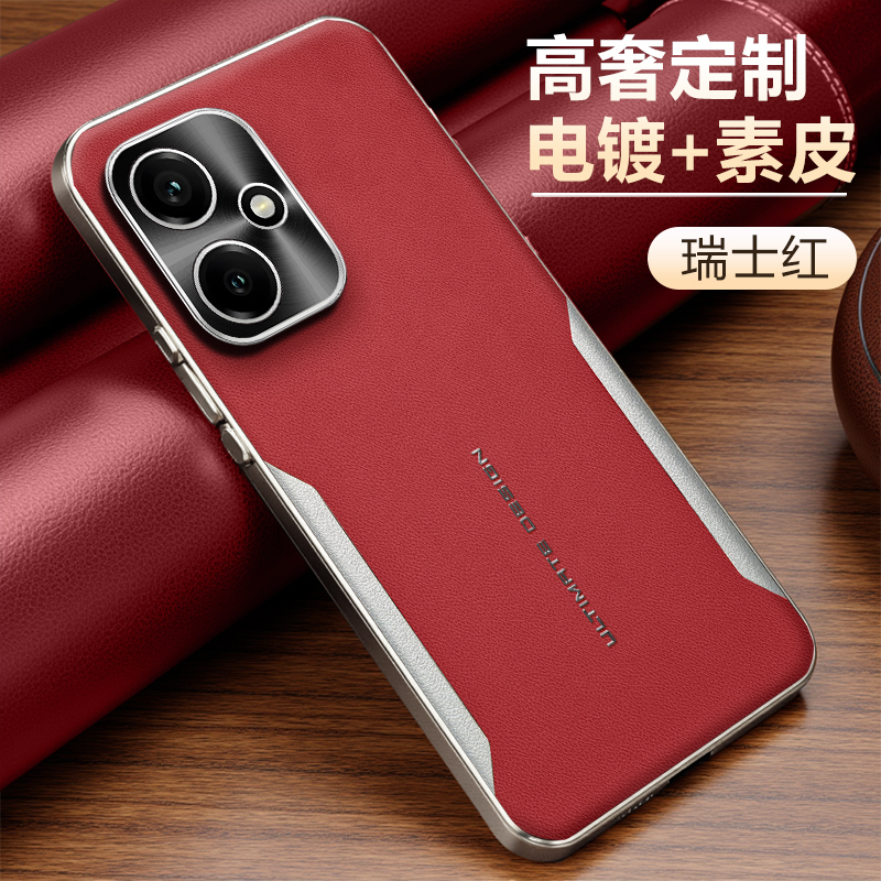 高端电镀素皮适用honor荣耀400手机壳新款全包防摔400pro拼接秒变款400轻薄400pro男女小众400pro高档真皮纹