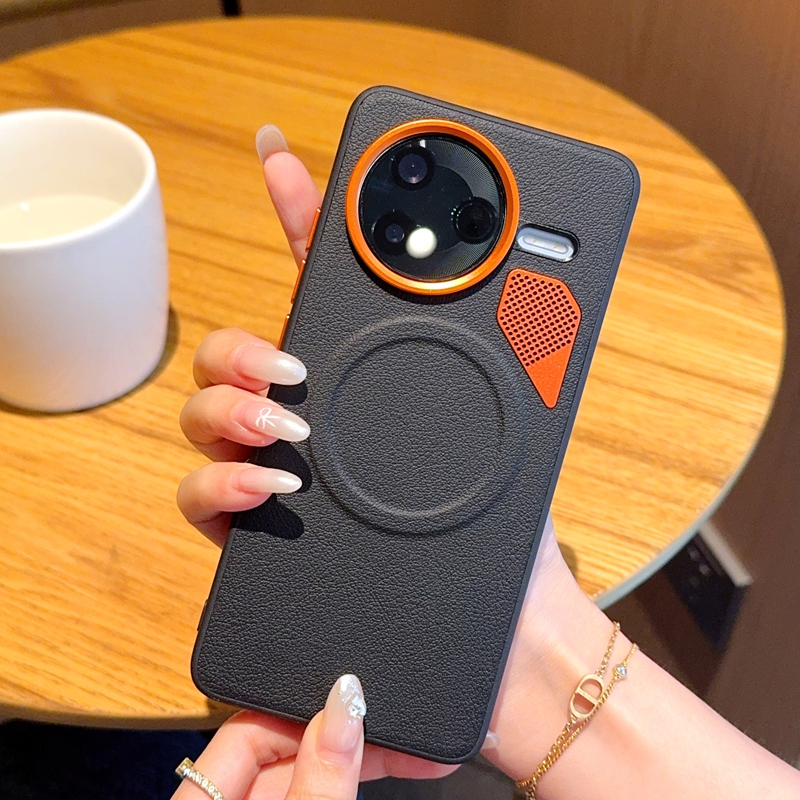高端散热金属孔适用小米pocoF7pro手机壳新款带磁吸磨砂pocoF7ultra保护套大孔镜头加高防摔外壳真皮防摔男女