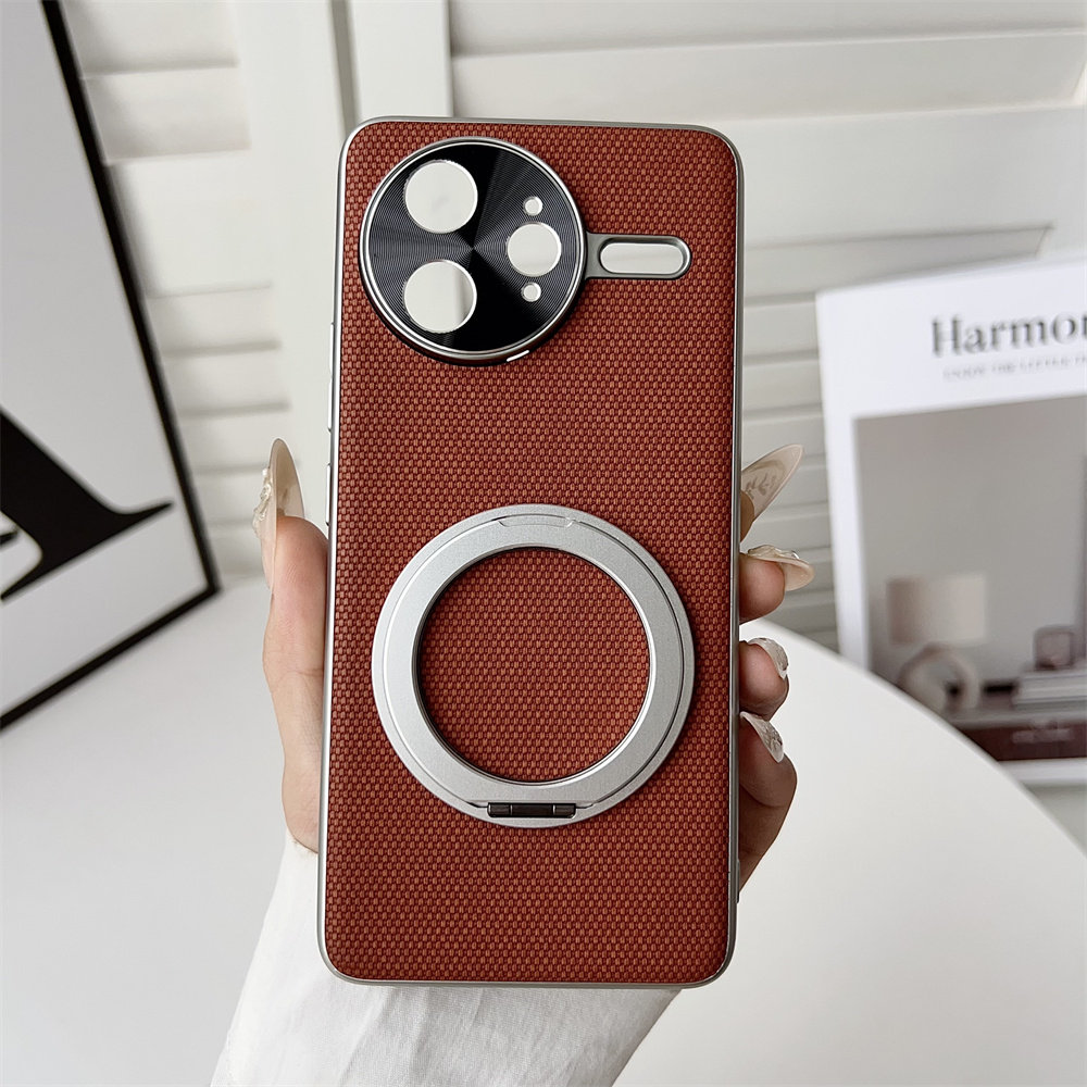适用红米K80手机壳轻奢尼龙皮纹redmiK80Pro保护套全包防摔Redmi K80 至尊版保护套5G磁吸360旋转支架男女款