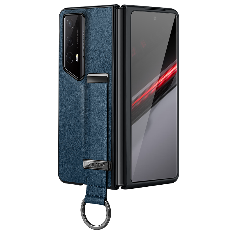 奢华手腕带适用荣耀magicv2rsr手机壳新款支架磨砂皮革MagicV2rsr折叠全包防摔保护套保时捷男士商务高级感女