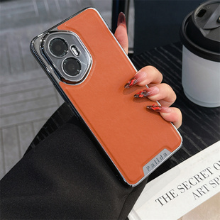 适用荣耀300手机壳高端素皮机甲风honor300pro新款保护套三百por电镀外壳AMM一AN00全包防摔AMP一AN00真皮硬