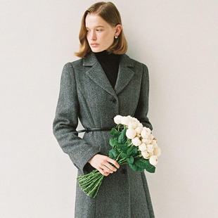 You韩国直邮通勤风西装 BAU And Bride 领单排扣羊绒大衣