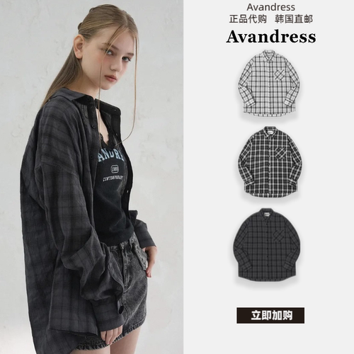 韩国直邮AVANDRESS宽松格纹衬衫