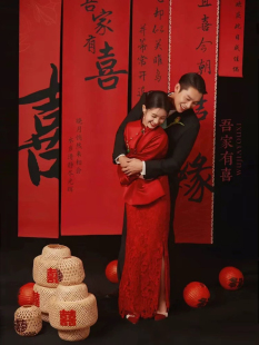 中式喜嫁汉服古风婚纱照摄影道具灯笼结婚摆拍仪式感背景挂布条幅