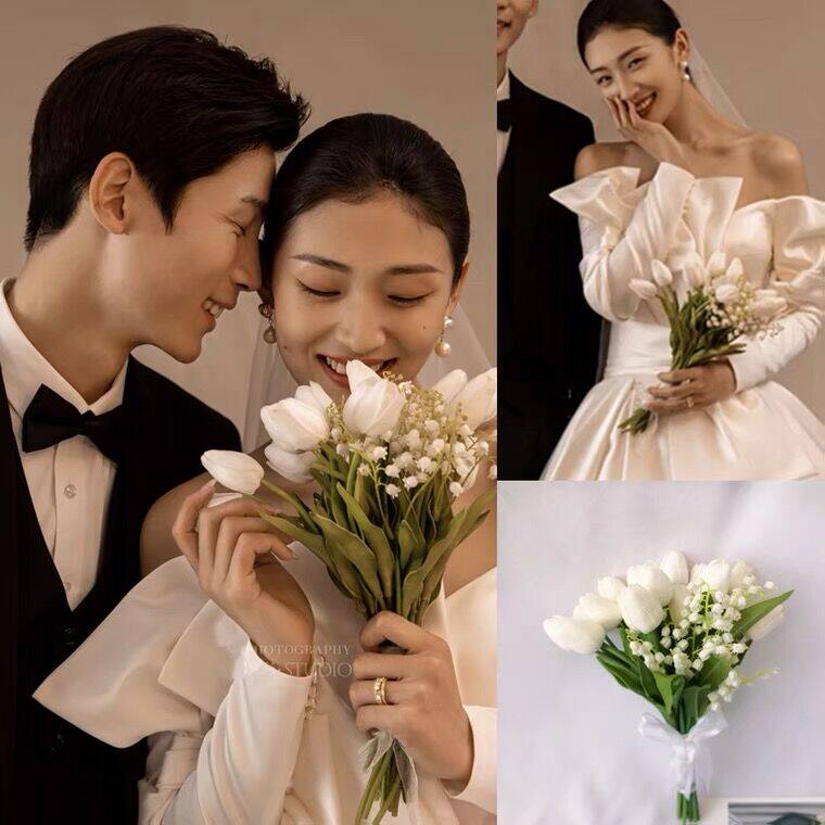新款韩式仿真订婚领证新娘手捧花婚礼婚纱照拍照道具手工混搭花束