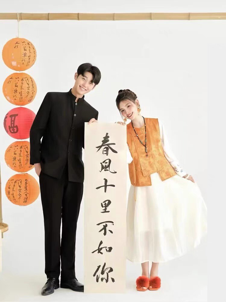 中式汉服创意婚纱摄影道具古风影楼秀禾拍照装饰灯笼手持条幅挂布