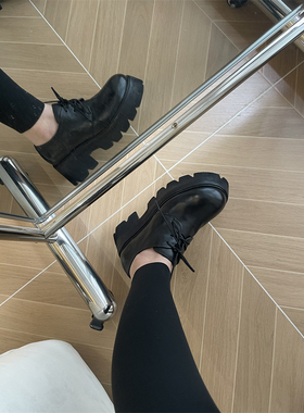 马皮水洗系带小皮鞋 德比鞋 矮子乐 乐福鞋  厚底松糕单鞋