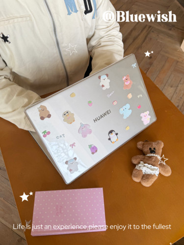 Bluewish《满糖小熊》matebook14ins感进口pc亮面透明硬壳2025新款防磕刮花适用于华为笔记本d16电脑保护壳