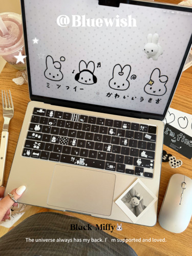 Bluewish黑白米菲苹果可爱键盘膜Macbookpro防水neo防污air1314