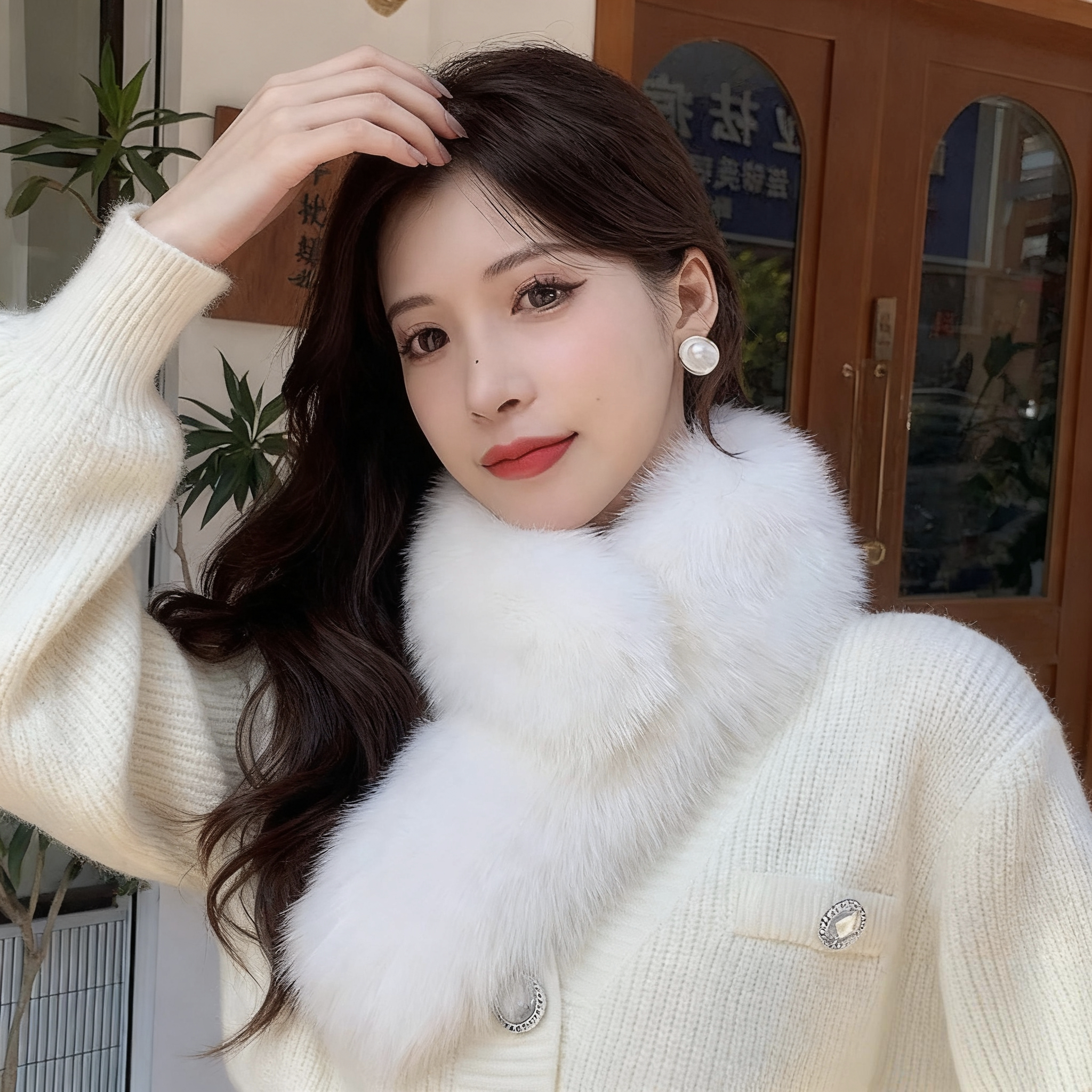 双面狐狸毛围脖女冬季保暖韩版反面獭兔毛皮草毛绒围巾毛毛领子