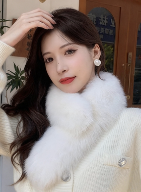 双面狐狸毛围脖女冬季保暖韩版反面獭兔毛皮草毛绒围巾毛毛领子