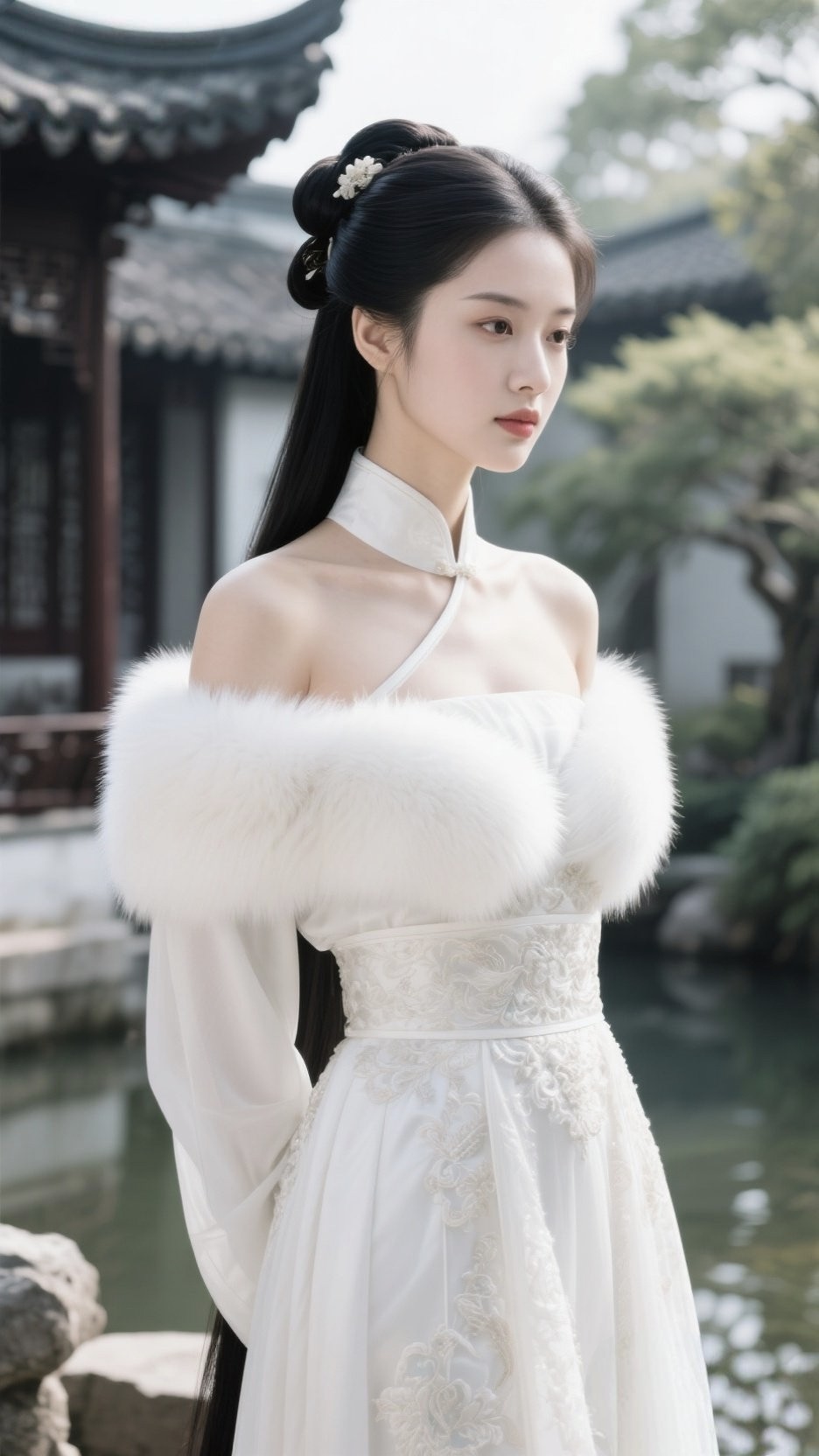 礼服披肩女冬季2025新款婚纱披肩仿狐狸毛毛新娘伴娘旗袍外搭加绒