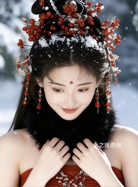 永之媛古风甜美黑色毛毛围巾女冬季小香风穿搭彷皮草狐狸毛领围脖