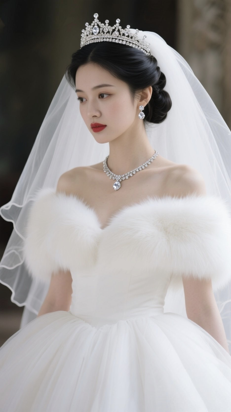 2024新款冬季婚纱披肩白色新娘结婚礼伴娘敬酒服旗袍外搭皮草斗篷