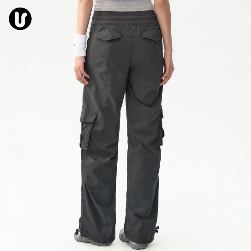 Umeko运动长裤休闲多口袋阔腿裤