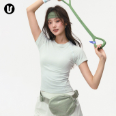 运动短袖 速干紧身瑜伽t恤跑步普拉提训练服羽毛球健身上衣 女新款