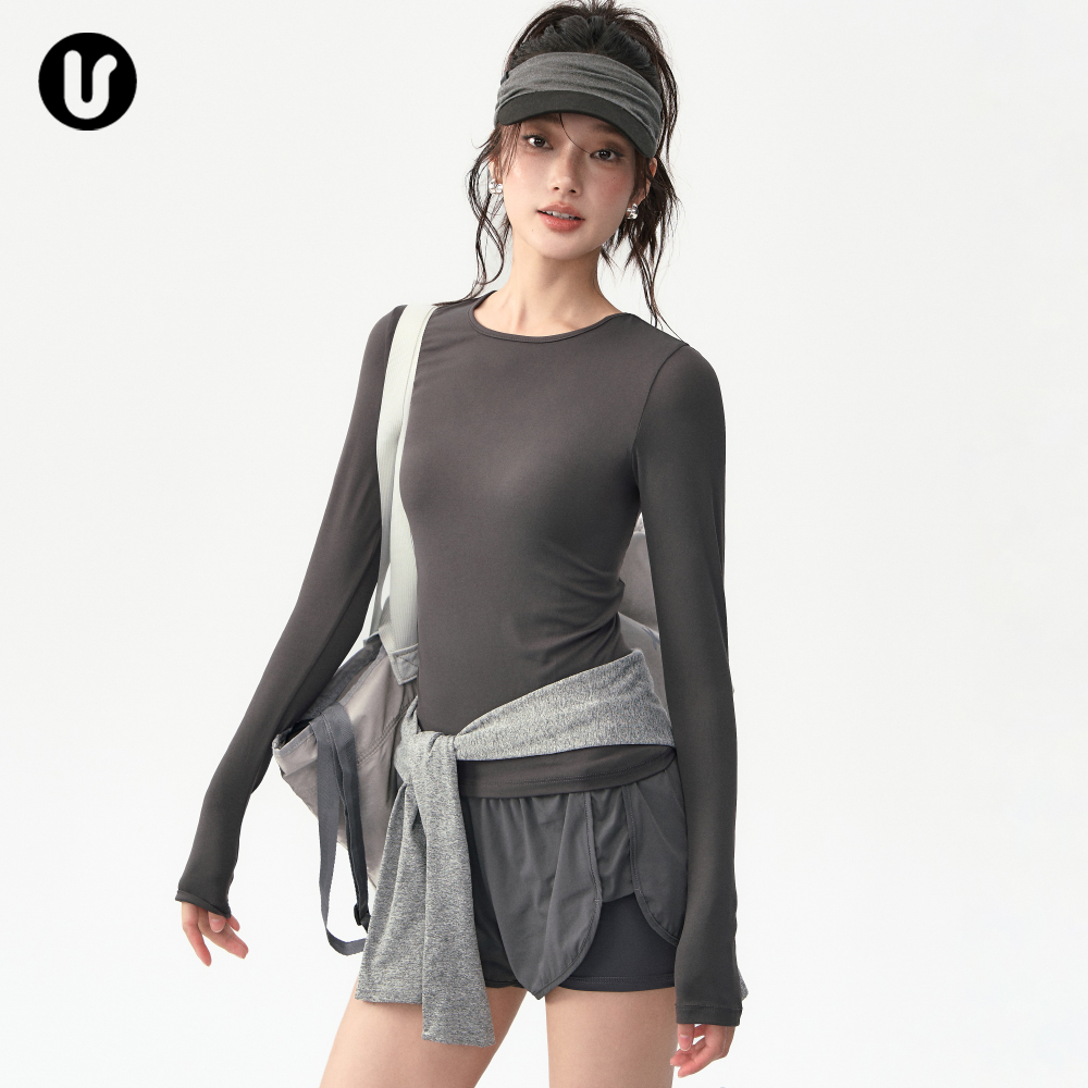 瑜伽服上衣女秋2025新款修身跑步运动长袖速干普拉提训练健身套装