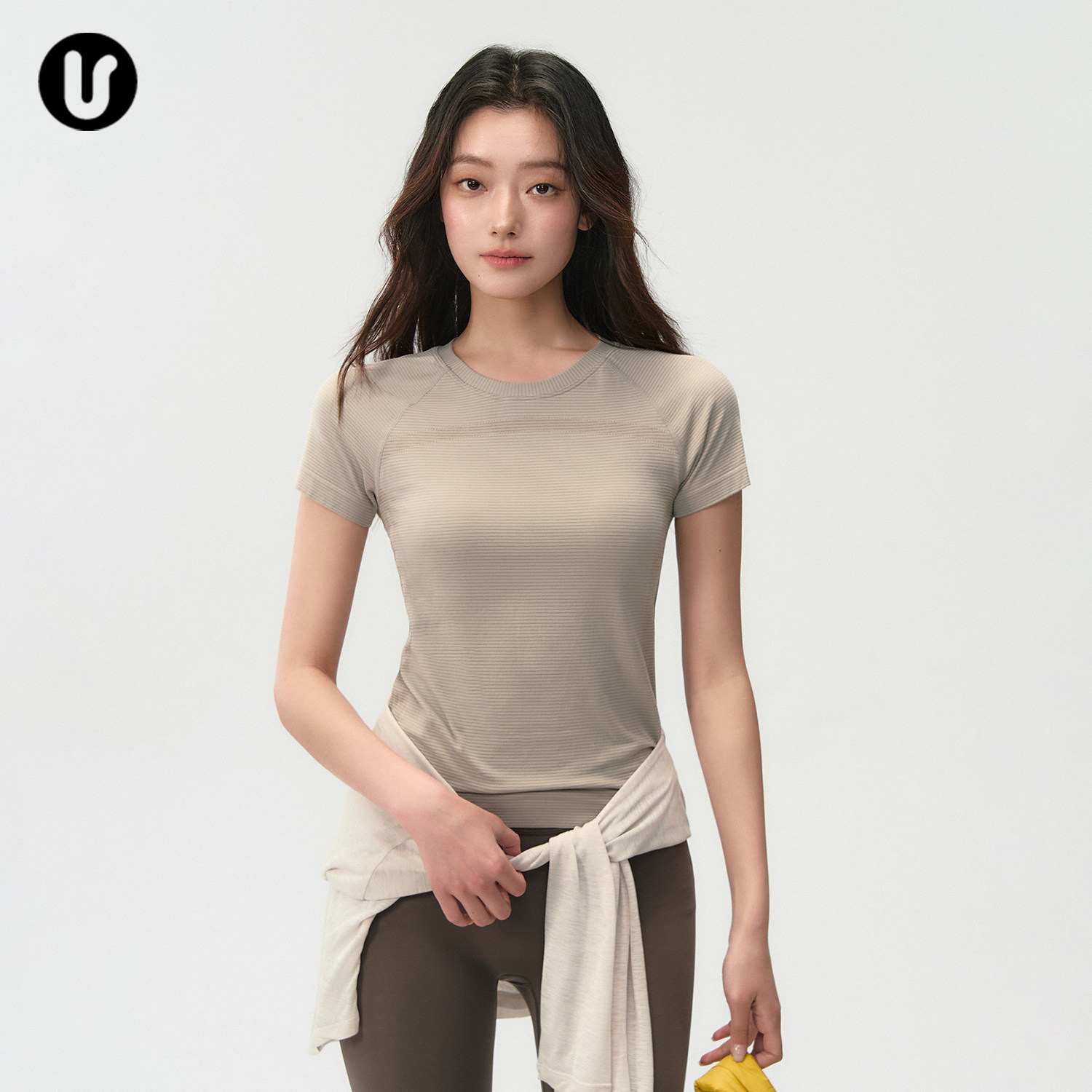 瑜伽服短袖女圆领速干户外跑步运动t恤修身普拉提训练服健身上衣