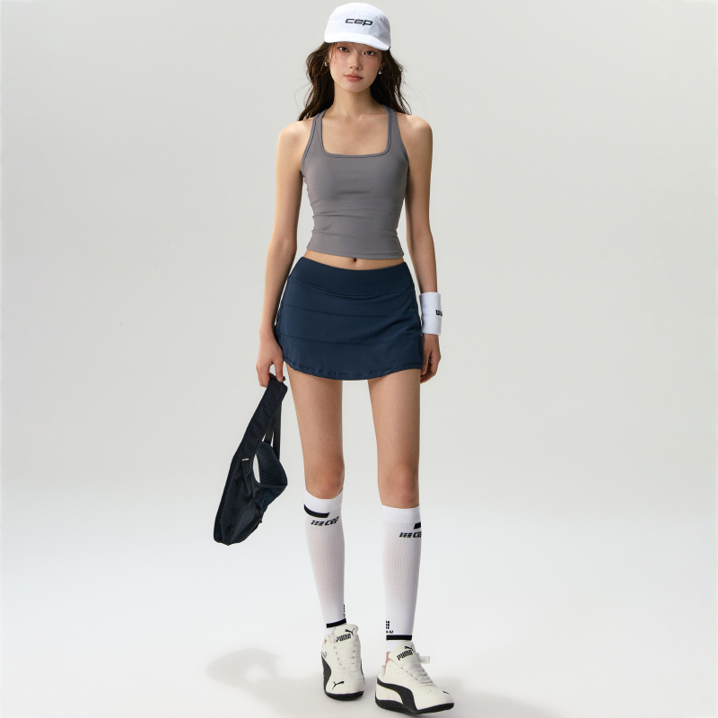 Free Gray Vest + Deep Sea Blue Skirt[Save 10 Yuan on the Set]