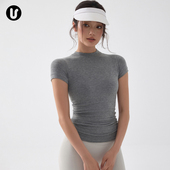 半高领紧身运动短袖 女新款 跑步速干瑜伽服上衣普拉提训练健身t恤