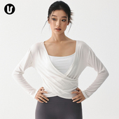 速干网纱瑜伽服训练普拉提白色健身上衣 女新款 Umeko运动长袖 罩衫