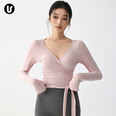 运动瑜伽服V领长袖 Umeko健身衣女新款 绑带速干专业普拉提训练修身