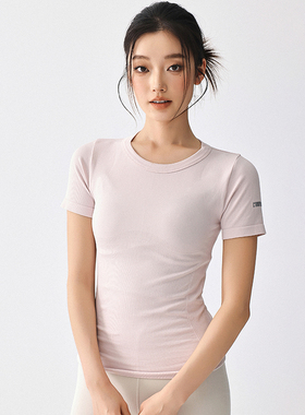 Umeko圆领运动短袖女新款速干显瘦瑜伽服普拉提训练跑步健身上衣