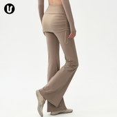 春 子套装 运动长裤 女假两件微喇速干跑步瑜伽健身服羽毛球普拉提裤