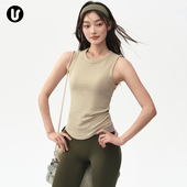 运动内衣女无袖 紧身网球跑步瑜伽服背心健身短袖 普拉提训练服上衣