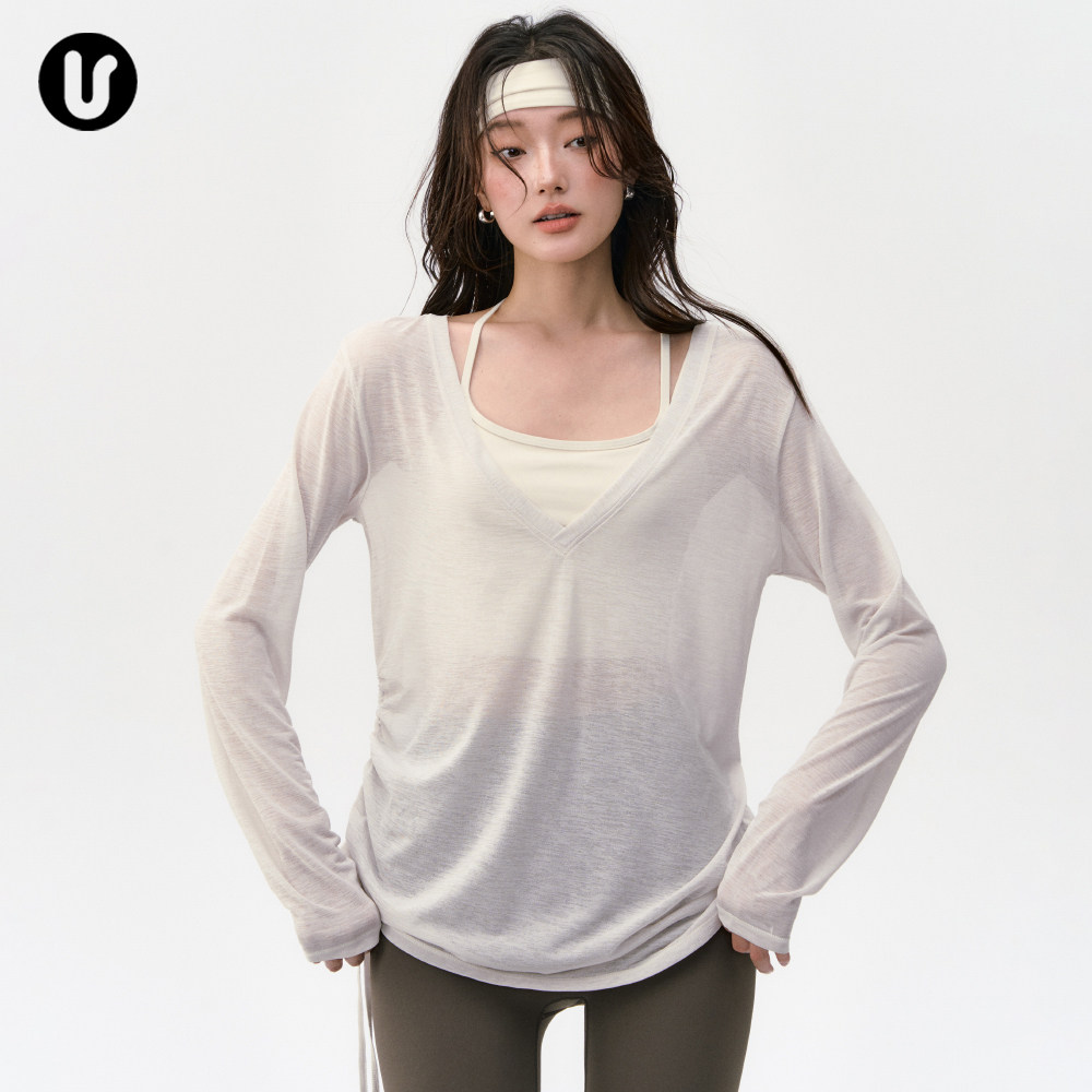 瑜伽服罩衫女新款宽松速干跑步运动长袖普拉提训练套装健身服上衣