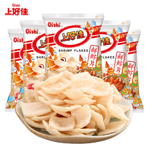 上好佳鲜虾片40g*5袋儿时童年解馋追剧膨化薯片办公休闲小吃零食