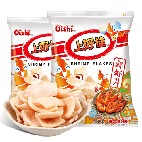 上好佳鲜虾片80g经典原味童年办公宿舍怀旧解馋休闲膨化小吃零食