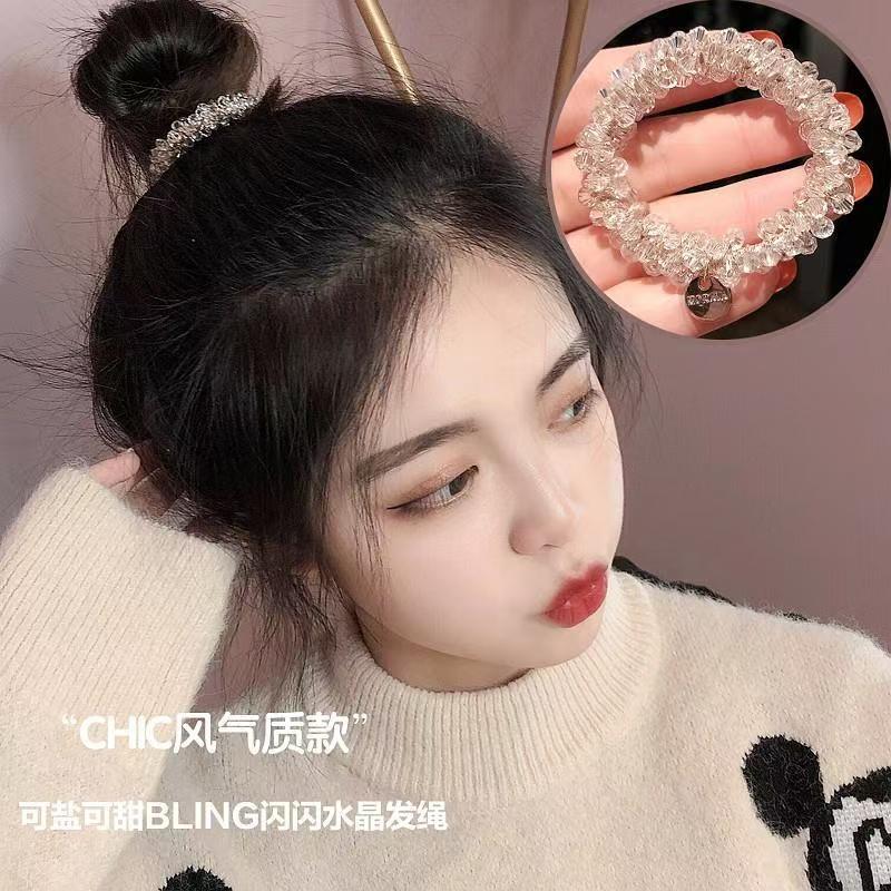 气质发圈轻奢闪钻发饰手链头绳两用皮筋韩版百搭扎马尾发绳头饰品