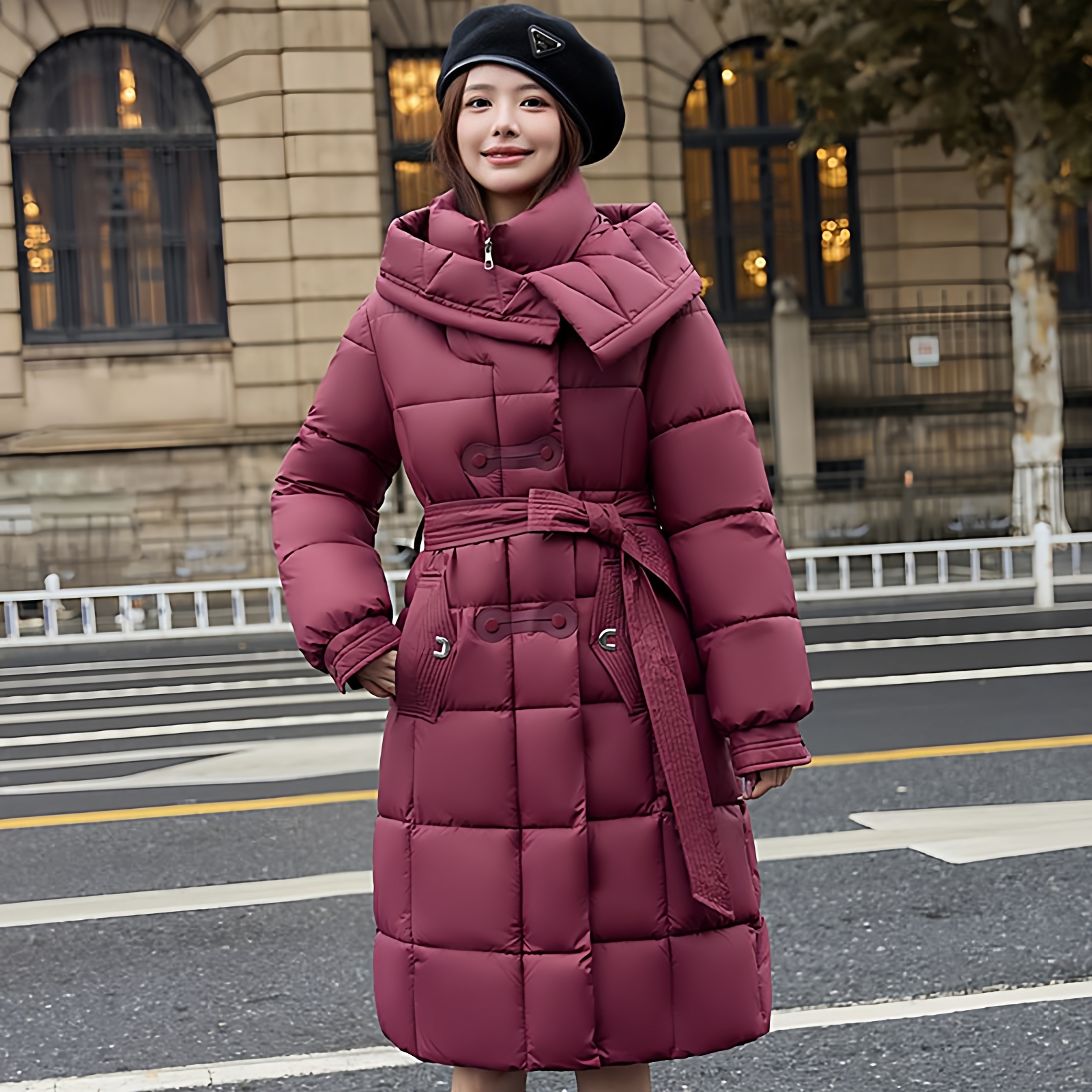 修身休闲收腰加厚羽绒棉服