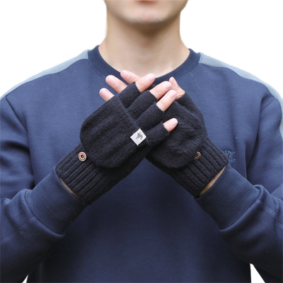 冬天保暖防寒手套半指男士