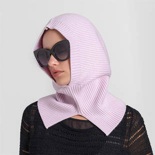 CIFORAN/心妃兰浮纱标下摆开衩针织毛线帽头套围脖 巴拉克拉法帽