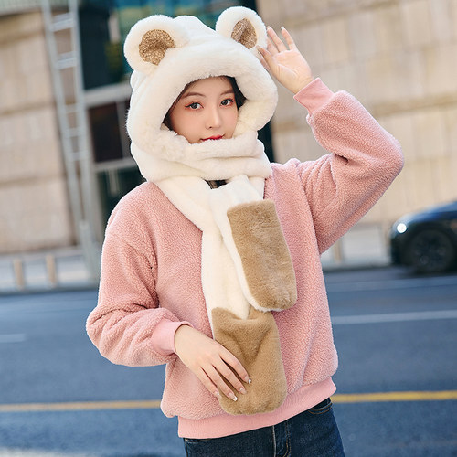 围巾帽子手套三件一体