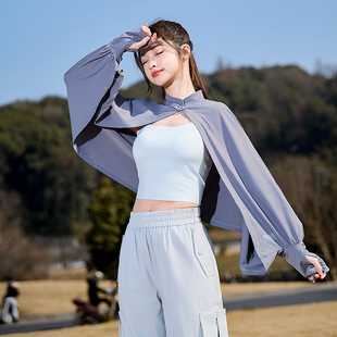 防晒披肩女夏季骑车开车防紫外线罩衫斗篷透气宽松长袖冰丝薄外套