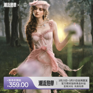 法式 200万限定 连衣裙粉色仙女裙staycation裙 粉棠花 LaceMade